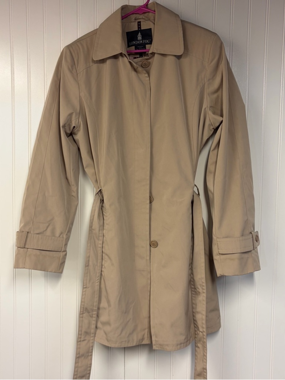London Fog Women's Tan Trench Coat Tie Waist XL